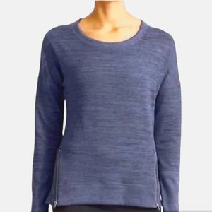 Athleta Heathered Blue Blissful Sharkbite Sweater